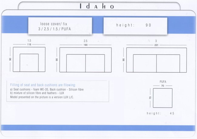 Idaho Lux LC izmeri